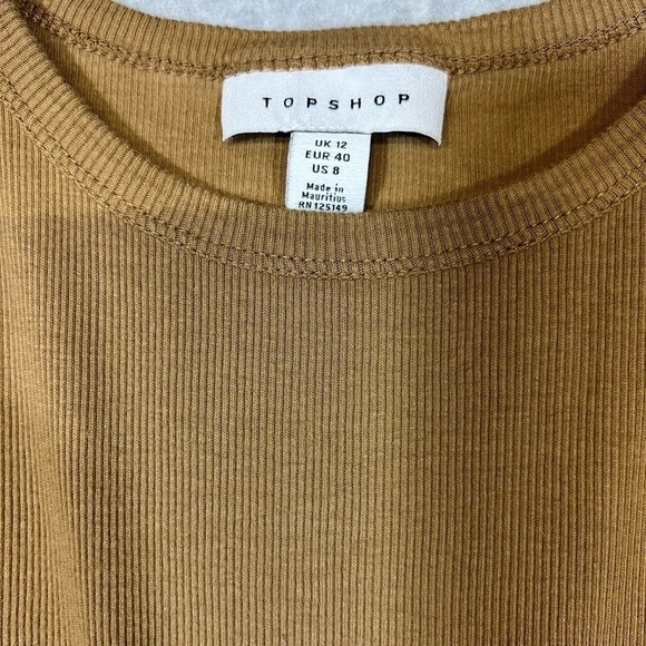 Top Shop Tee Shirt Woman's Cropped Ribbbed 8 - Picture 2 of 3
